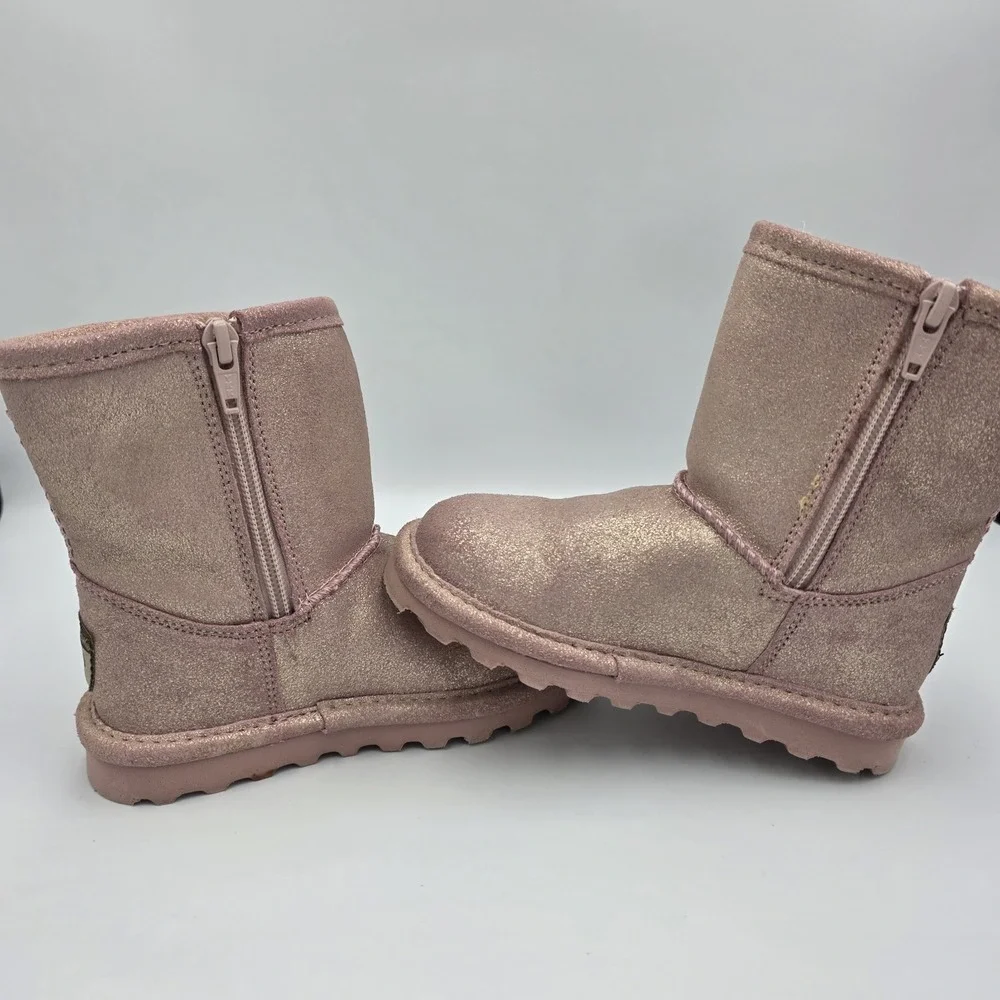 Bearpaw‎ Girls Suede Leather Glitter Pink  Boots Eliza Toddler Faux Fur Zip US 9